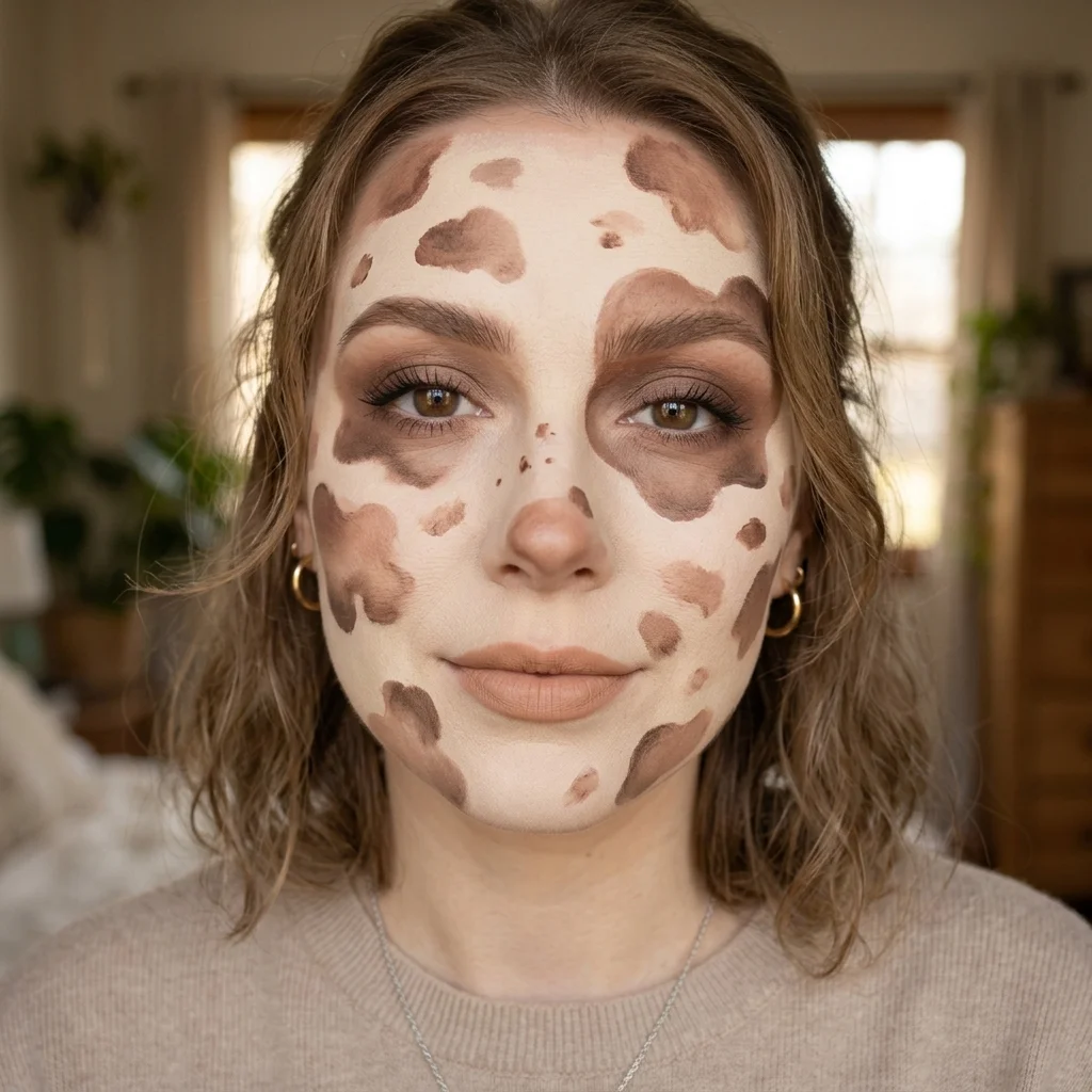 Brown and cream neutral cow makeup