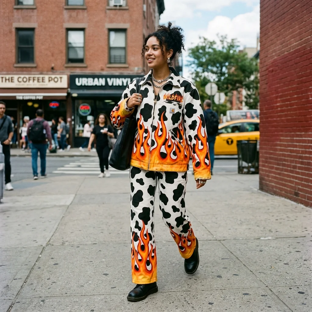 Cow print and flames combo