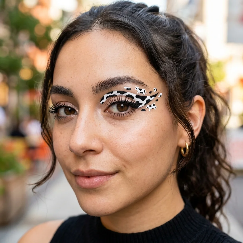 Graphic floating cow print liner