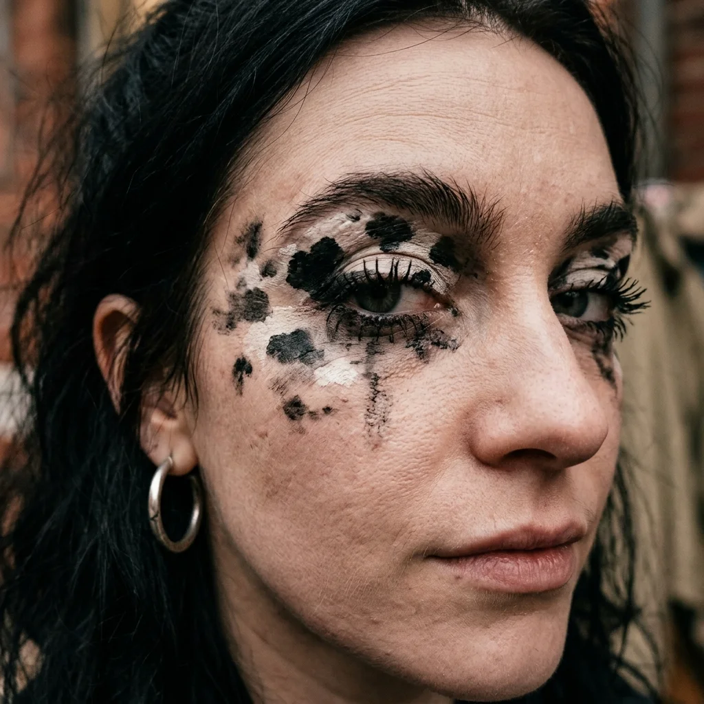 Smudged grunge cow print eye
