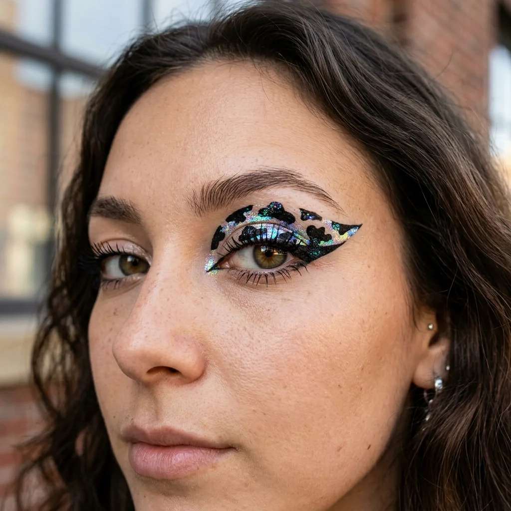 Holographic cow print eyeliner