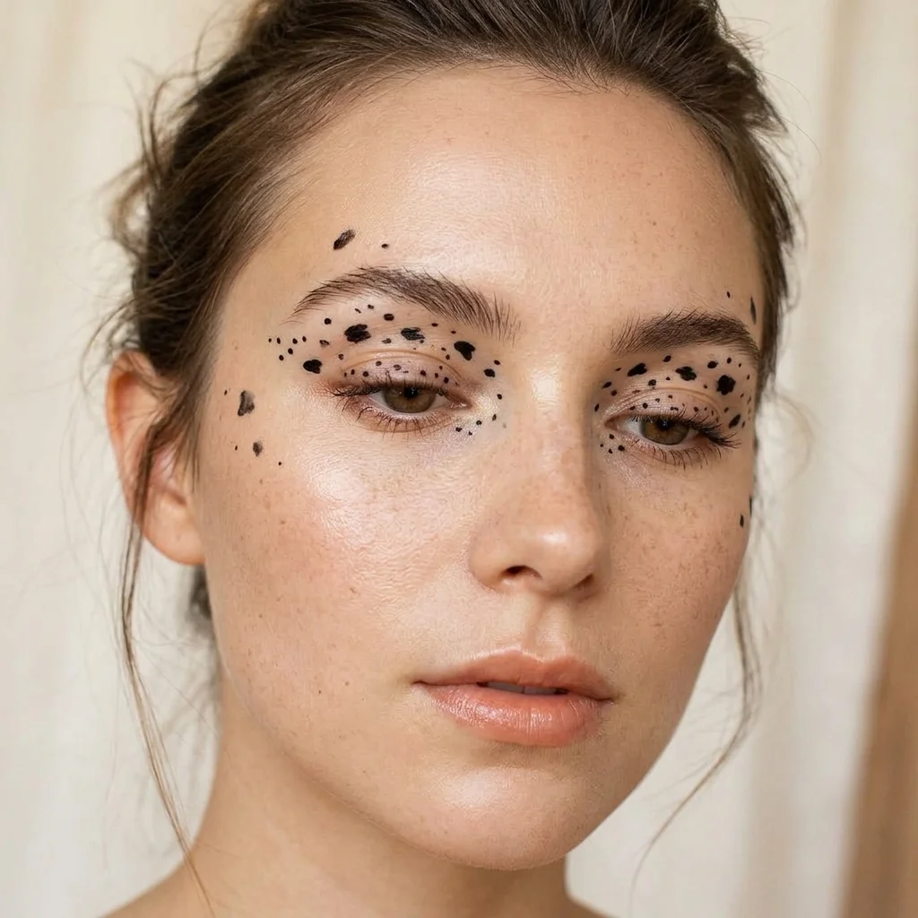 Minimalist micro cow spots makeup
