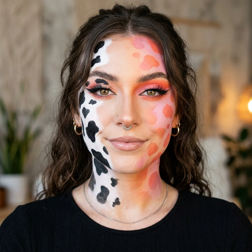 Ombre gradient cow makeup look