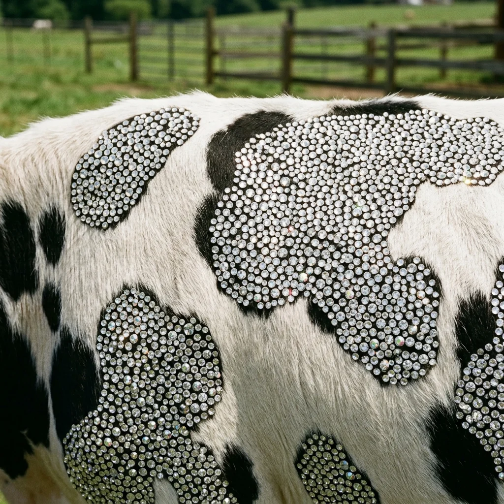 Rhinestone bedazzled cow spots