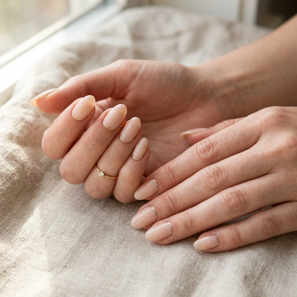Subtle gold cuticle cuffs nails