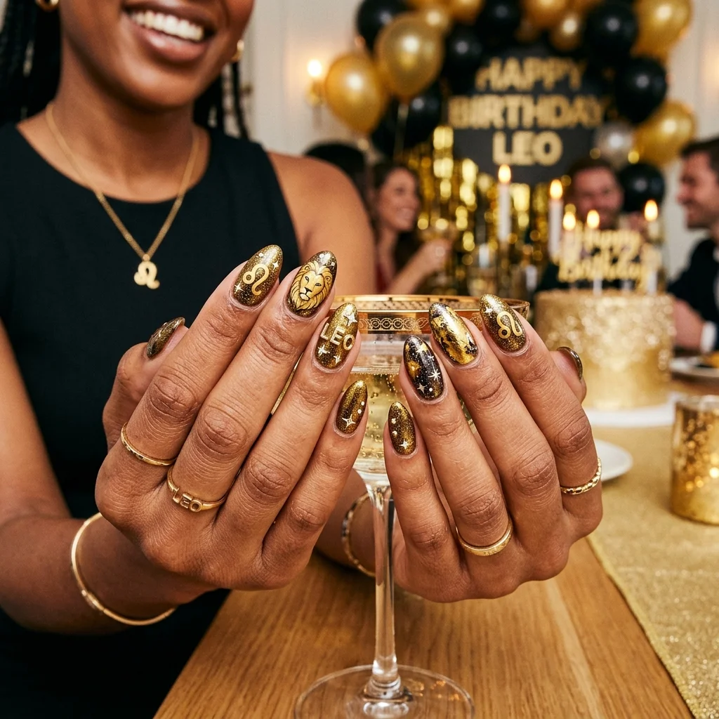 Leo Birthday Nails featured look