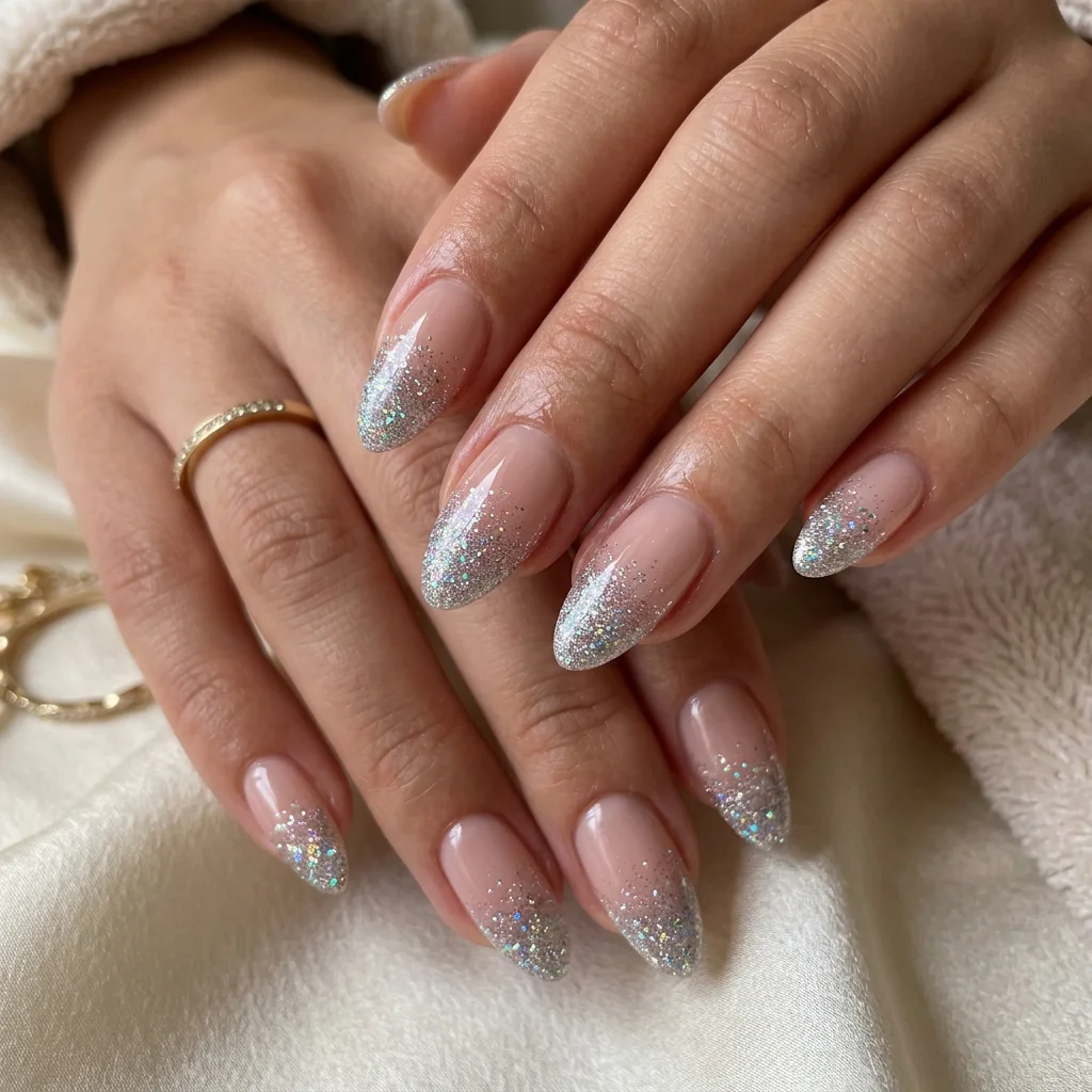 Glitter french illusion nails