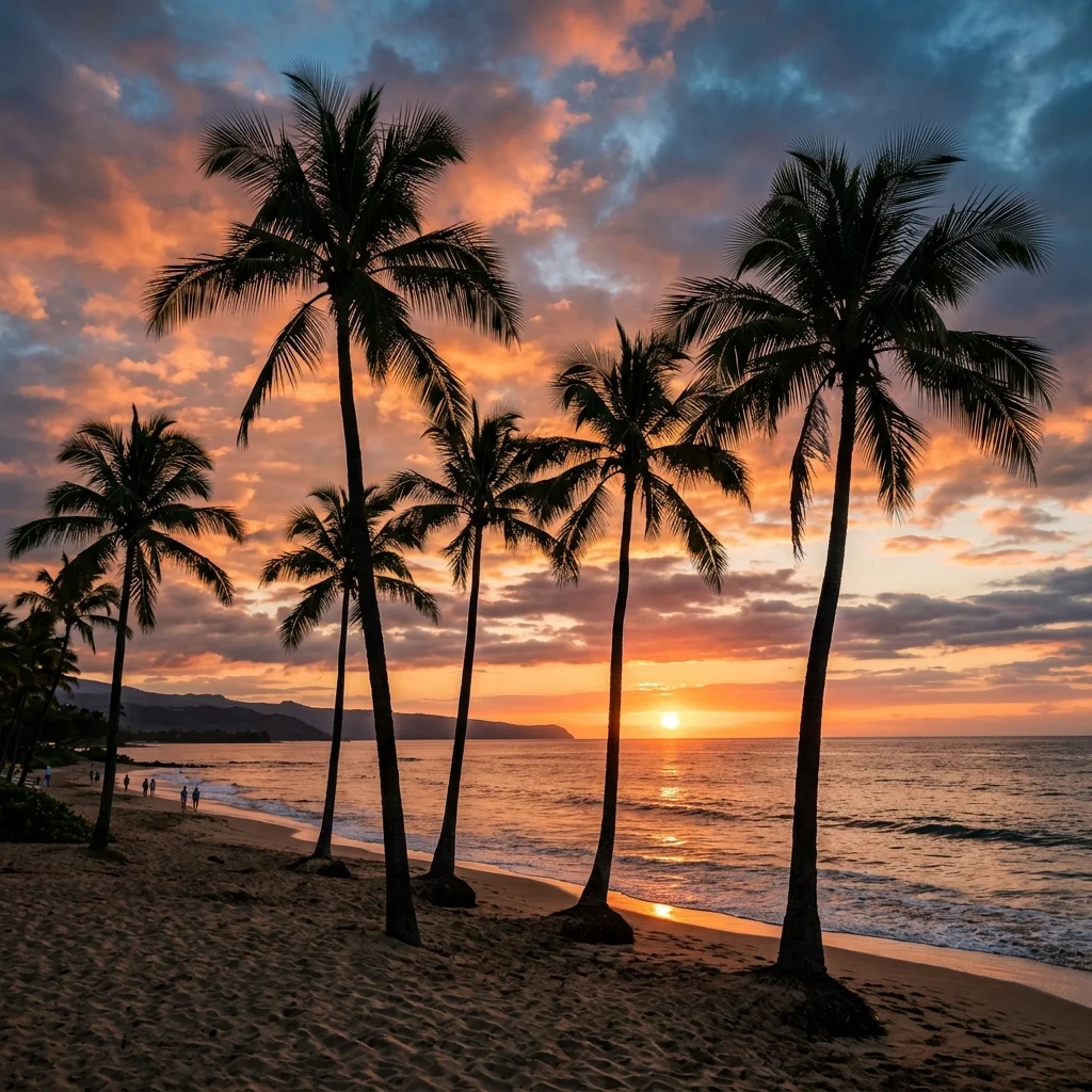 Sunset Palm Trees